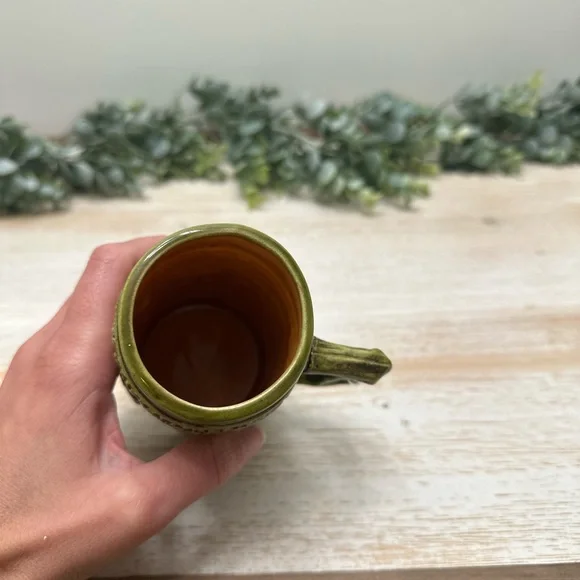 Vintage German Green Ceramic Stein with Embossed Figures - Picture 7 of 7